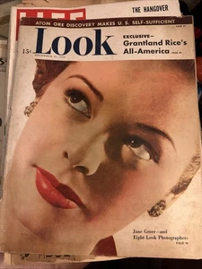 LOOK MAGAZINE JANE GREER 1948 DOM Di MAGGIO COLLEGE FOOTBALL PALEFACE ATOM ORE - Picture 1 of 24