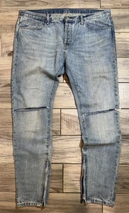 MNML Men’s Distressed Ripped Slim Ft Button Fly Jeans Sz.40 Zippered Ankle $88 - Picture 1 of 11
