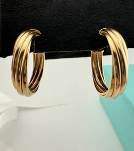 Tiffany & Co. 18k Paloma Picasso Melody Hoop Earrings Rose Gold - Picture 1 of 7