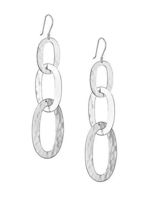 new Ippolita Classico Silver Hammered Triple Roma Link Oval Drop earrings - Image 1 of 3