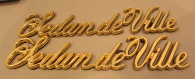 Par de insignias emblemas logotipo escritura dorado plástico sedán Deville 1980-90 Cadillac Foto 1 de 2