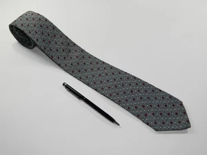Men's Vintage HANSOM 60's 70's SKINNY SLIM NECKTIE Tie MADMEN GRAY RED POLKA DOT - Picture 1 of 4