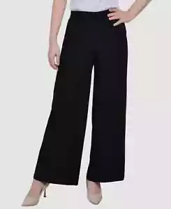 NY Collection Petite Office Mid-Rise Palazzo Pants Women's PXL Black Pull On - Picture 1 of 14