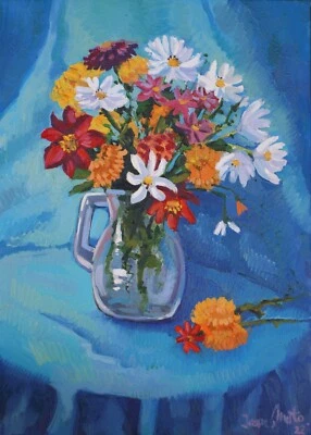 Jarrón de flores, óleo sobre lienzo, 50 cm x 70 cm - Imagen 1 de 4