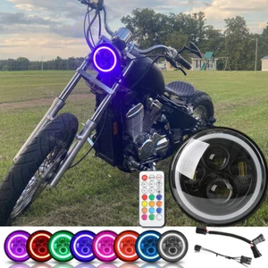 7"Inch LED Headlight Bulb Motorcycle App Remote Control For Harley Electra Glide - Bild 1 von 19