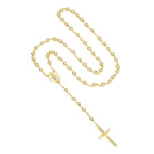 14K Gold Plated Men Women Catholic Christian Rosary Necklace 6mm Prayer Beads