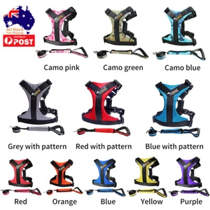 Adjustable Dog Harness Lead Set No-Pull Vest Strong Oxford Cloth Outdoor Leash - Picture 1 of 29