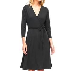 Banana Republic großes schwarzes Wickelkleid Langarm, Strick, knitterarm Neu mit Etikett - Bild 1 von 4