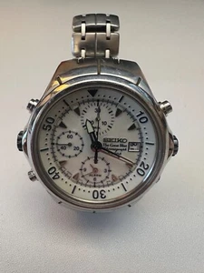 Seiko The Great Blue Chronograph 100m Quarz Herren Analog Weiß 7T32-6N40 - Bild 1 von 7