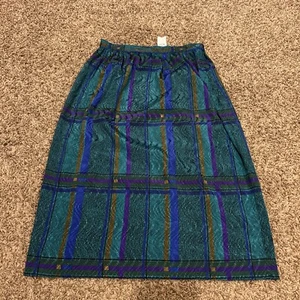 VTG 5 Seas Skirt Women’s Size 4 Teal Purple Peacock B12 - Picture 1 of 3