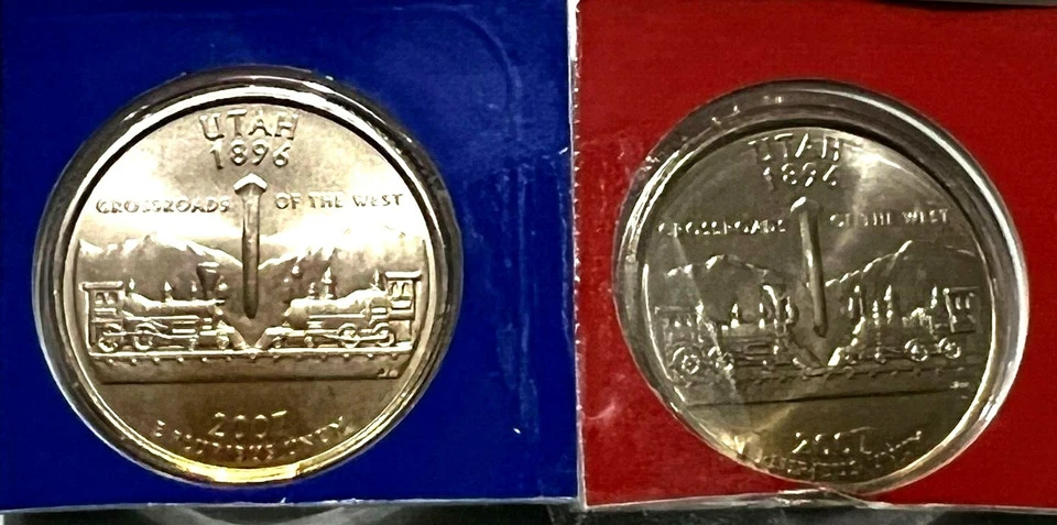 2007 P D Utah State Quarters   SATIN FINISH in Mint Cello  - Image 1 of 2