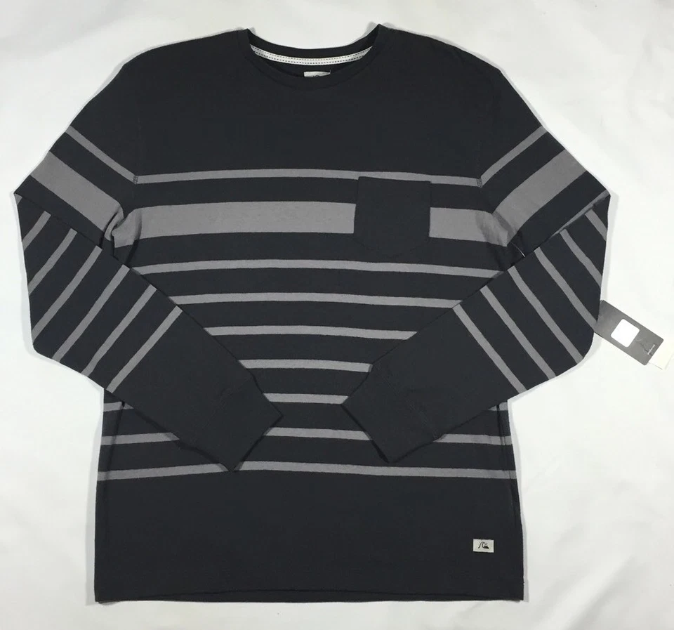 Новый с Ярлыками Мужская Quiksilver серый Snit экипажа полоски флис длинным рукавом вязаный пуловер - Изображение 1 из 1