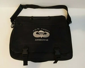 US Army Airborne Shoulder Bag Handle Zippered & Expanding ~ Black - Picture 1 of 12