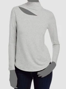 $68 Cupio Women's Gray Mock Neck Long Sleeve Cutout Top Size M - Picture 1 of 2