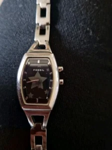 Fossil Big Tic Watch Women 20mm Silver Tone Animated Star Dial New Battery - Picture 1 of 12