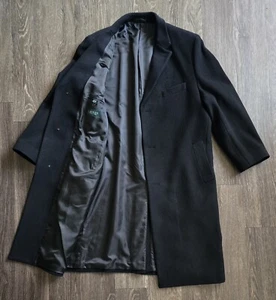 Lauren Ralph Lauren Mens Long Overcoat Wool Cashmere Three Button Charcoal 46L - Picture 1 of 12