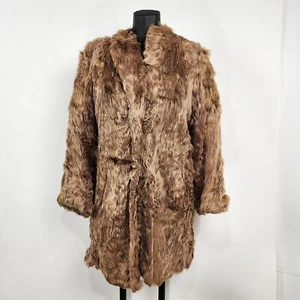 Abrigo de piel de cordero real marrón vintage para mujer - Imagen 1 de 10