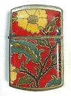 Vintage Rare Collectible Zippo Lighter Floral Design Gold & Red Engraved K Vii