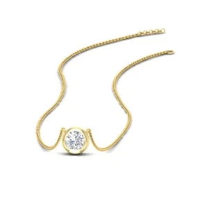 Round Cut Lab Grown Diamond Bezel Set Stacking Solitaire Necklace Pendant - Foto 1 di 9