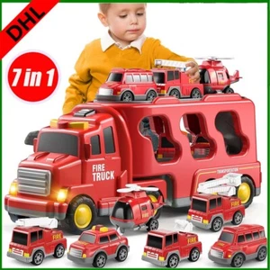 7 in 1 Feuerwehrauto Spielzeug mit Licht & Sound Weihnachts-Geburtstagsgeschenke - Bild 1 von 15