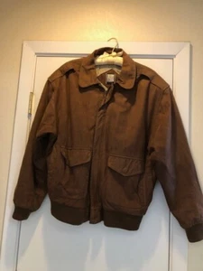 Vintage GREG BELL ~  Brown Suede Leather Bomber Flight Jacket  Mens M Lined - Picture 1 of 1