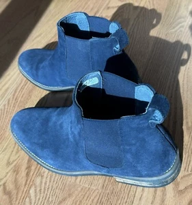 Stivaletti uomo Bruno Marc Chelsea taglia 10,5 blu scamosciati scarpe pelle - Foto 1 di 7