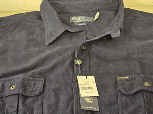 New Polo Ralph Lauren Men's Classic Fit Chamois Navy Workshirt Cotton Shirt XXL - Picture 1 of 12