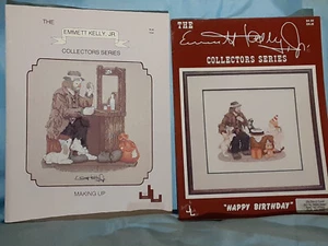 2 BEAUTIFUL Emmett Kelly, Jr. clown patterns - "Making Up" and "Happy Birthday" - Picture 1 of 8