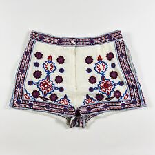 Goodnight Macaroon Linen Blend Floral Embroidered Sequin Embellished Mini Shorts