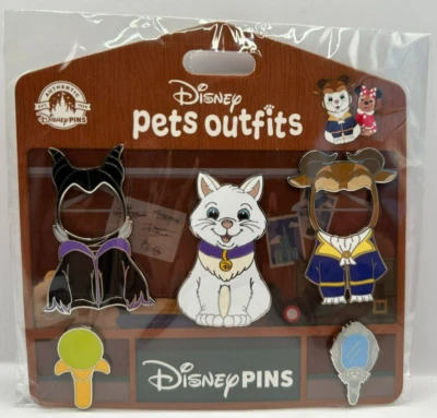 Disney Prendedores Mascotas Trajes Booster Pack Gato Blanco Maléfica y Bestia - NUEVO Foto 1 de 3