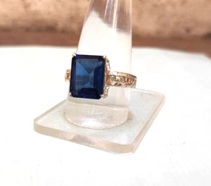 Natural 6 Ct Emerald Cut Blue Sapphire Ring 925 Sterling Silver Ring for Woman - Picture 1 of 8