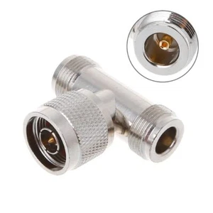 for T Shape N Male To 2 N Female Triple RF Connector 3-way Coaxial Adapter - Zdjęcie 1 z 8
