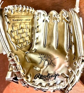 Rawlings Mini Metallic Gold Glove Pro701BF Heart Of The Hide Fastback Basket-Web - Picture 1 of 9