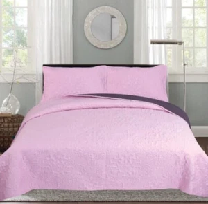 California King Size Reversible Quilt Bed Spread Set (3 piece) SHIP FROM USA - Picture 1 of 1