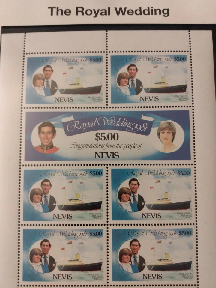 Princess Diana Royal Wedding, Mint Sheet, Nevis, M/F/NH - Image 1 of 1