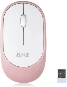 aMZ Rechargeable Wireless Mouse, 2.4G USB Wireless Mouse 1200 DPI pink/white B01 - Picture 1 of 7
