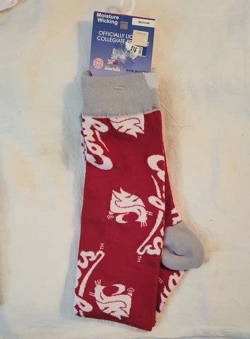 WSU Cougars Knee-High Socks CRIMSON & GRAY & White Unisex Med Moisture Wicking Cover