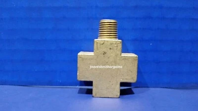 Solid Brass Manifold Cross Four Way 1/4 Inch Female Male One 1/8 Inch Female NPT - Image 1 of 4