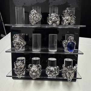 Totenkopf, Löwe und Gothic Konvolut 9 Ringe - Bild 1 von 5