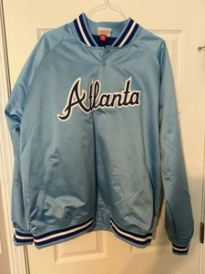 NWOT Mitchell & Ness Atlanta Braves Cooperstown Powder Blue Satin Jacket 2XL XXL - Picture 1 of 8