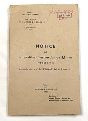 Original French Army Model 1945 5.5 mm Training Rifle WWII German Mauser Manual - Image 1 of 4