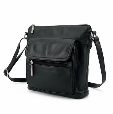 Giani Bernini Nappa Leather Venice Crossbody Bag Black Purse Organizer - Image 1 of 4