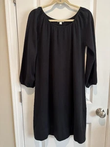 Garnet Hill Black 100% Cashmere A-Line Sweater Dress Quiet Luxury Women’s Large - Picture 1 of 6