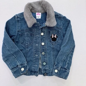 Giacca di jeans blu e rosa ricamata Disney Minnie Mouse bambina taglia 4 - Foto 1 di 7