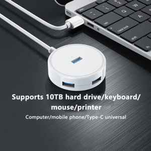 Round Computer HUB Laptop USB3.0 Adapter Splitter Adapter Expander Station - Afbeelding 1 van 15