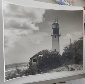 Diamond Head Lighthouse Oahu Hawaii 9" x 8.5" vintage Coast Guard photo 1950s - Picture 1 of 2