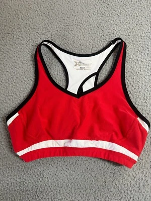 Sujetador deportivo Xersion para mujer rojo blanco negro espalda deportiva elástico entrenamiento atlético talla L Foto 1 de 4