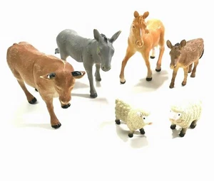 Vintage Lot of 6 Farm Animals-horse, bull, sheep, donkeys-1999- Lifelike! - Picture 1 of 8