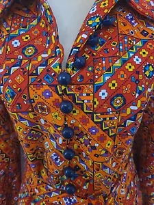Maxi abito patchwork caftano manica lunga boho vintage anni 60 personalizzato S o M - Foto 1 di 21
