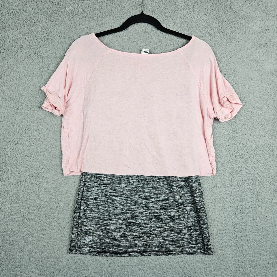PURE GOOD 女式粉色灰色短袖上衣 M 码 — 第 1/4 张图片